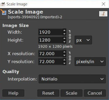 Как масштабировать изображения в GIMP