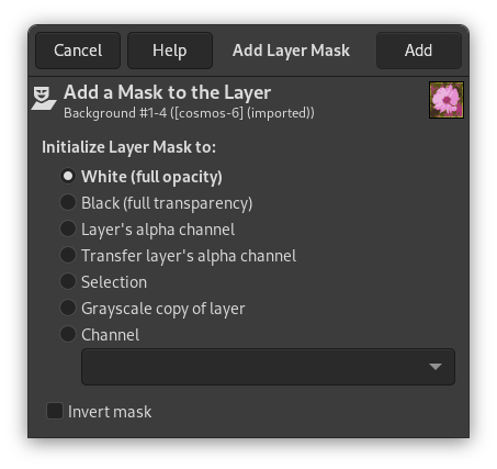 Добавление маски слоя в GIMP 3.0