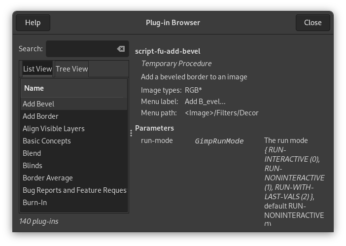 Браузер плагинов в GIMP 3.0