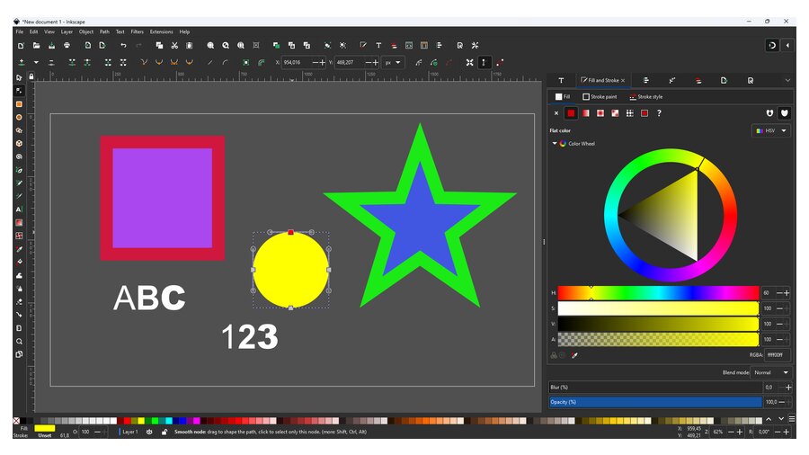 Inkscape на Windows: фигуры и заливка